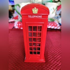 2x6 Miniature London, UK Phone Box Telephone Booth Piggy/Coin Bank, Red, Metal